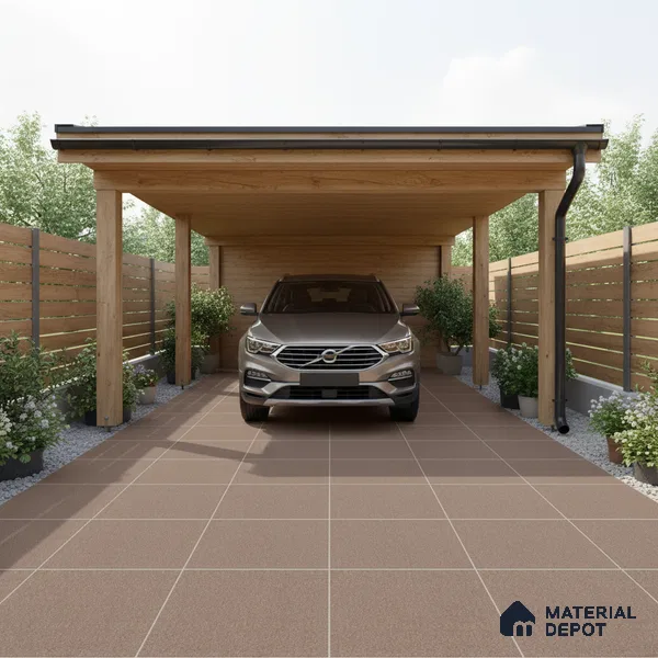 Parking Floor Tile TL 02360 16 x 16 inch Vitrified Anti Skid Matte Finish Heavy Duty Tile - 12 mm | Suitable For Parking, Heavy Traffic Areas, Bathroom | Pattern Alignment May Vary | 2-3 mm Spacer is Mandatory