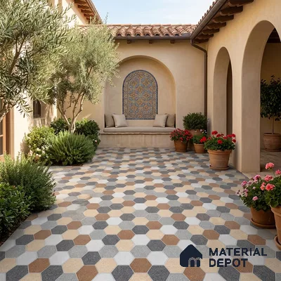 Parking Floor Tile TL 02363 16 x 16 inch Vitrified Anti Skid Matte Finish Heavy Duty Tile - 12 mm | Suitable For Outdoor, Heavy Traffic Areas | Pattern Alignment May Vary | 2-3 mm Spacer is Mandatory