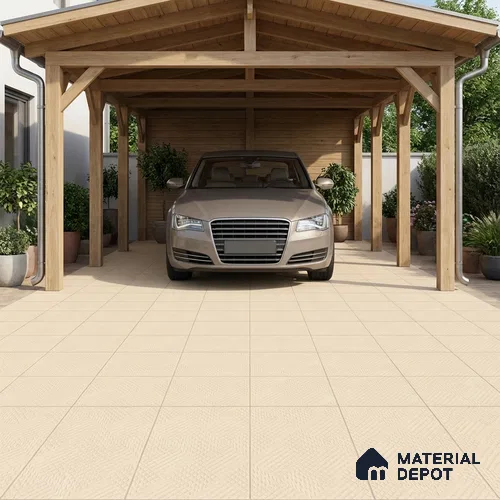 Parking Floor Tile TL 02364 16 x 16 inch Vitrified Anti Skid Matte Finish Heavy Duty Tile - 12 mm | Suitable For Outdoor, Heavy Traffic Areas | Pattern Alignment May Vary | 2-3 mm Spacer is Mandatory