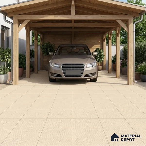Parking Floor Tile TL 02364 16 x 16 inch Vitrified Anti Skid Matte Finish Heavy Duty Tile - 12 mm | Suitable For Bathroom, Heavy Traffic Areas | Pattern Alignment May Vary | 2-3 mm Spacer is Mandatory