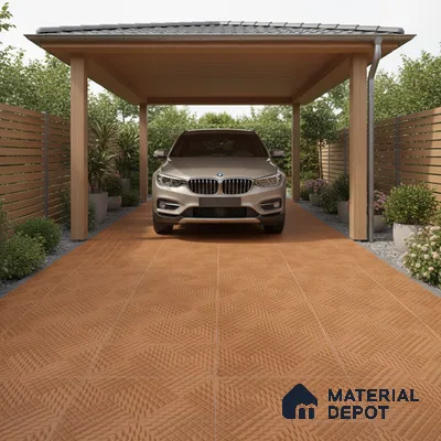 Parking Floor Tile TL 02365 16 x 16 inch Vitrified Anti Skid Matte Finish Heavy Duty Tile - 12 mm | Suitable For Outdoor, Heavy Traffic Areas | Pattern Alignment May Vary | 2-3 mm Spacer is Mandatory