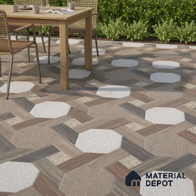 Parking Floor Tile TL 02366 16 x 16 inch Vitrified Anti Skid Matte Finish Heavy Duty Tile - 12 mm | Suitable For Outdoor, Heavy Traffic Areas | Pattern Alignment May Vary | 2-3 mm Spacer is Mandatory