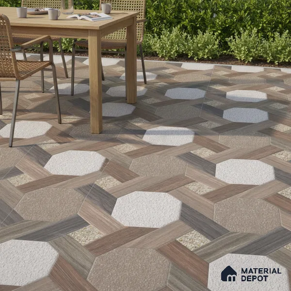 Parking Floor Tile TL 02366 16 x 16 inch Vitrified Anti Skid Matte Finish Heavy Duty Tile - 12 mm | Suitable For Outdoor, Heavy Traffic Areas | Pattern Alignment May Vary | 2-3 mm Spacer is Mandatory