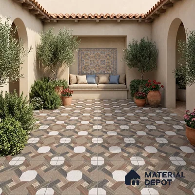 Parking Floor Tile TL 02366 16 x 16 inch Vitrified Anti Skid Matte Finish Heavy Duty Tile - 12 mm | Suitable For Outdoor, Heavy Traffic Areas | Pattern Alignment May Vary | 2-3 mm Spacer is Mandatory