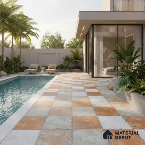 Parking Floor Tile TL 02367 16 x 16 inch Vitrified Anti Skid Matte Finish Heavy Duty Tile - 12 mm | Suitable For Outdoor, Heavy Traffic Areas | Pattern Alignment May Vary | 2-3 mm Spacer is Mandatory