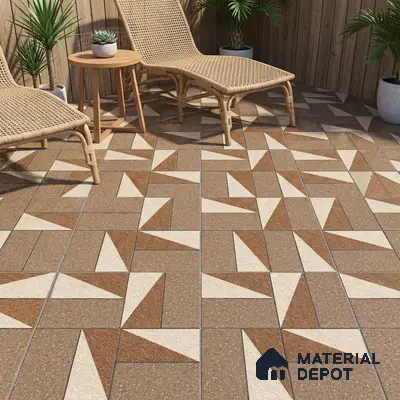 Parking Floor Tile TL 02368 16 x 16 inch Vitrified Anti Skid Matte Finish Heavy Duty Tile - 12 mm | Suitable For Outdoor, Heavy Traffic Areas | Pattern Alignment May Vary | 2-3 mm Spacer is Mandatory