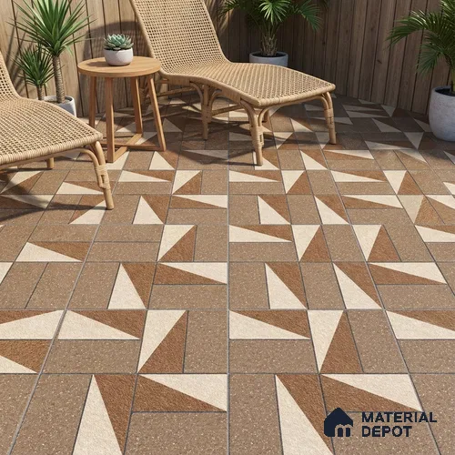 Parking Floor Tile TL 02368 16 x 16 inch Vitrified Anti Skid Matte Finish Heavy Duty Tile - 12 mm | Suitable For Outdoor, Heavy Traffic Areas | Pattern Alignment May Vary | 2-3 mm Spacer is Mandatory