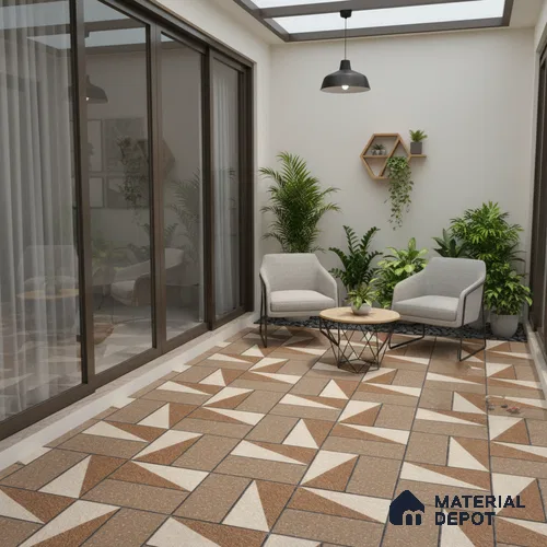 Parking Floor Tile TL 02368 16 x 16 inch Vitrified Anti Skid Matte Finish Heavy Duty Tile - 12 mm | Suitable For Outdoor, Heavy Traffic Areas | Pattern Alignment May Vary | 2-3 mm Spacer is Mandatory