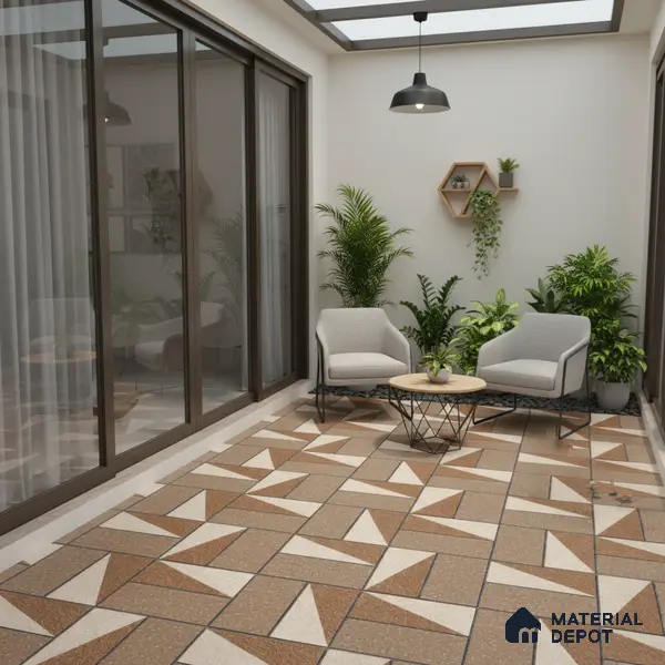 Parking Floor Tile TL 02368 16 x 16 inch Vitrified Anti Skid Matte Finish Heavy Duty Tile - 12 mm | Suitable For Outdoor, Heavy Traffic Areas | Pattern Alignment May Vary | 2-3 mm Spacer is Mandatory