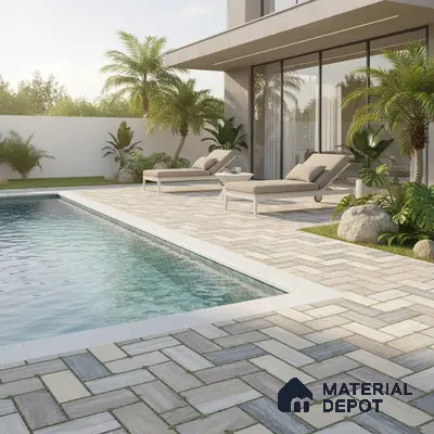 Parking Floor Tile TL 02371 16 x 16 inch Vitrified Anti Skid Matte Finish Heavy Duty Tile - 12 mm | Suitable For Outdoor, Heavy Traffic Areas | Pattern Alignment May Vary | 2-3 mm Spacer is Mandatory