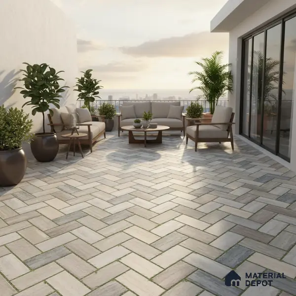 Parking Floor Tile TL 02371 16 x 16 inch Vitrified Anti Skid Matte Finish Heavy Duty Tile - 12 mm | Suitable For Outdoor, Heavy Traffic Areas | Pattern Alignment May Vary | 2-3 mm Spacer is Mandatory
