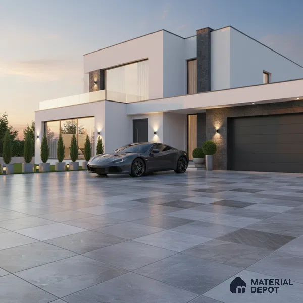 Parking Floor Tile TL 02372 16 x 16 inch Vitrified Anti Skid Matte Finish Heavy Duty Tile - 12 mm | Suitable For Outdoor, Heavy Traffic Areas | Pattern Alignment May Vary | 2-3 mm Spacer is Mandatory