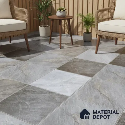 Parking Floor Tile TL 02372 16 x 16 inch Vitrified Anti Skid Matte Finish Heavy Duty Tile - 12 mm | Suitable For Outdoor, Heavy Traffic Areas | Pattern Alignment May Vary | 2-3 mm Spacer is Mandatory