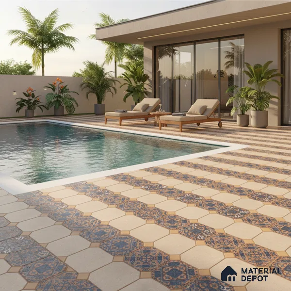 Parking Floor Tile TL 02374 16 x 16 inch Vitrified Anti Skid Matte Finish Heavy Duty Tile - 12 mm | Suitable For Outdoor, Heavy Traffic Areas | Pattern Alignment May Vary | 2-3 mm Spacer is Mandatory