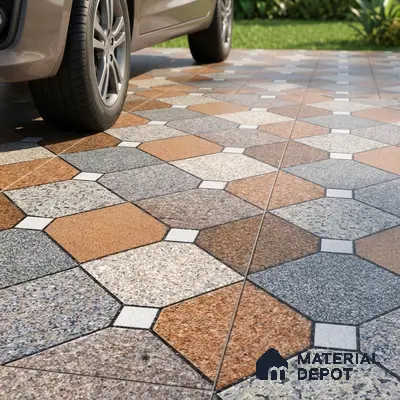 Parking Floor Tile TL 02375 16 x 16 inch Vitrified Anti Skid Matte Finish Heavy Duty Tile - 12 mm | Suitable For Outdoor, Heavy Traffic Areas | Pattern Alignment May Vary | 2-3 mm Spacer is Mandatory