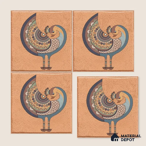 Moroccan Floor Tile TL 02404 A Mini Royal Jaisalmer HL 1 ft x 1 ft Matte Finish Vitrified Parking Floor Tile - 12 mm (6 Random Design) | Suitable for Bathroom, Courtyard, Balcony | Please Expect a Slight Variation of Pattern