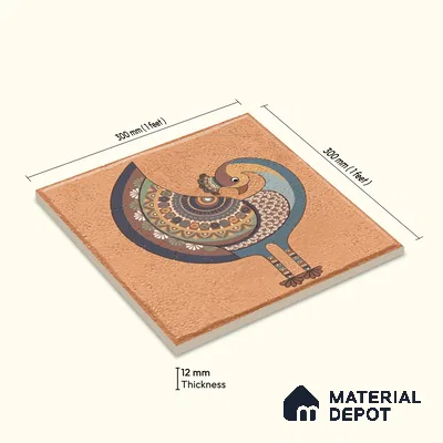 Moroccan Floor Tile TL 02404 A Mini Royal Jaisalmer HL 1 ft x 1 ft Matte Finish Vitrified Parking Floor Tile - 12 mm (6 Random Design) | Suitable for Bathroom, Courtyard, Balcony | Please Expect a Slight Variation of Pattern