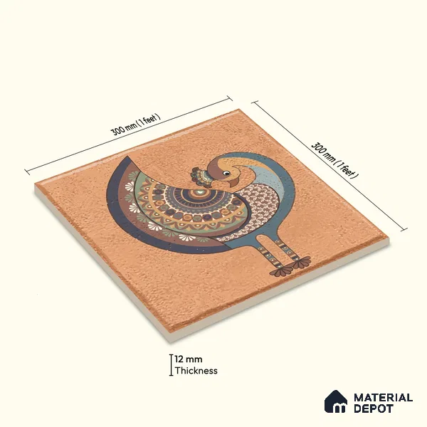Moroccan Floor Tile TL 02404 A Mini Royal Jaisalmer HL 1 ft x 1 ft Matte Finish Vitrified Parking Floor Tile - 12 mm (6 Random Design) | Suitable for Bathroom, Courtyard, Balcony | Please Expect a Slight Variation of Pattern
