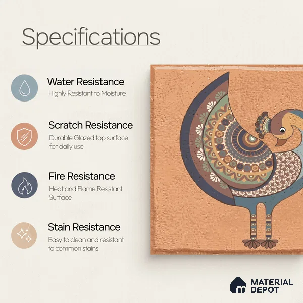 Moroccan Floor Tile TL 02404 A Mini Royal Jaisalmer HL 1 ft x 1 ft Matte Finish Vitrified Parking Floor Tile - 12 mm (6 Random Design) | Suitable for Bathroom, Courtyard, Balcony | Please Expect a Slight Variation of Pattern