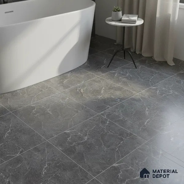 TL 02408 D Black Matching Floor 12 x 12 inch Matte Finish Ceramic Floor Tile - 6 mm