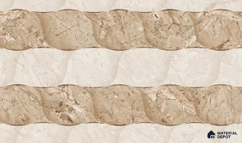 TL 02451 B Cashew Beige Highlighter 18 x 12 inch Glossy Finish Ceramic Wall Tile - 6 mm