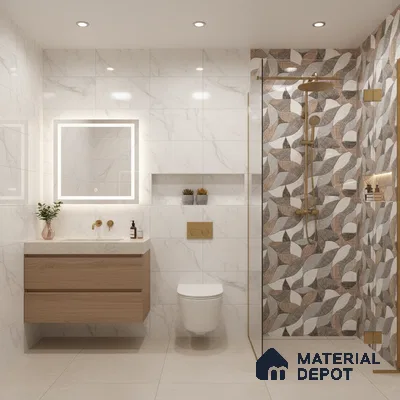 Highlighter Wall Tile TL 02453 B Grey Silver 2 ft x 1 ft Glossy Finish Ceramic Tile - 6 mm | Suitable For Kitchen, Bathroom & Accent/Feature Wall