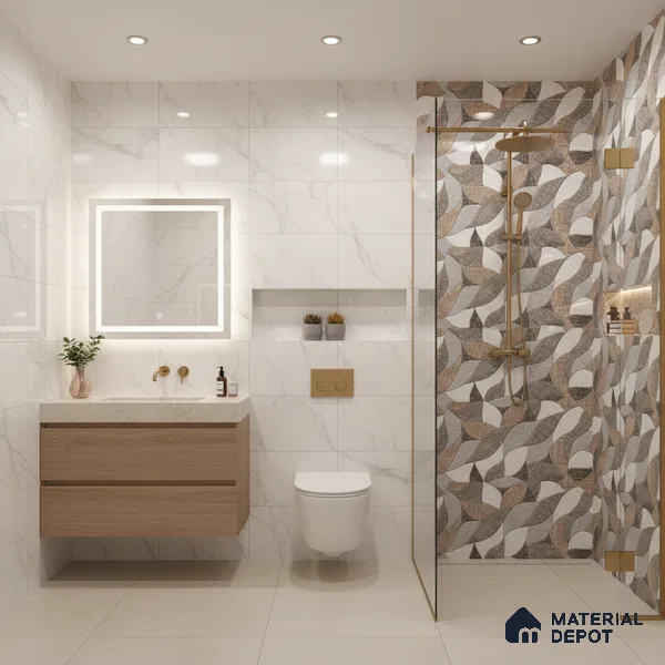 Highlighter Wall Tile TL 02453 B Grey Silver 2 ft x 1 ft Glossy Finish Ceramic Tile - 6 mm | Suitable For Kitchen, Bathroom & Accent/Feature Wall