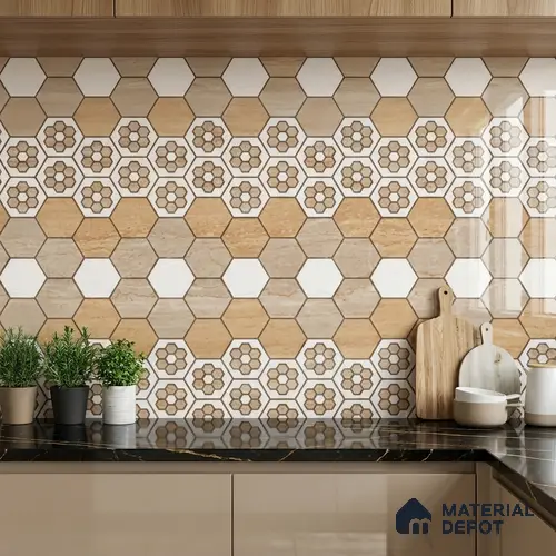 TL 02455 B Brown Tan Highlighter 2 ft x 1 ft Glossy Finish Ceramic Wall Tile - 6 mm
