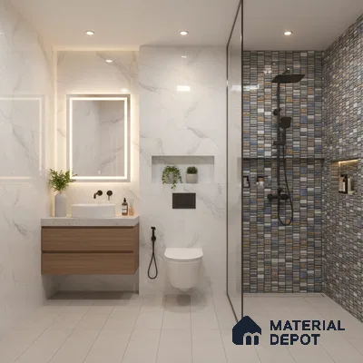 Highlighter Wall Tile TL 02459 B Light Grey Quartz 2 ft x 1 ft Glossy Finish Ceramic Tile - 6 mm | Suitable For Kitchen, Bathroom & Accent/Feature Wall