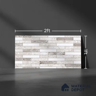 Brick Wall Tile TL 02461 B Grey Platinum Highlighter 2 ft x 1 ft Glossy Finish Ceramic Tile - 6 mm