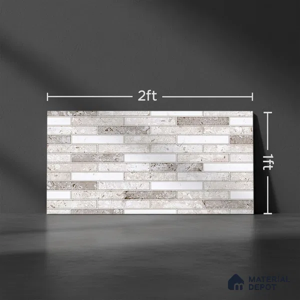 Brick Wall Tile TL 02461 B Grey Platinum Highlighter 2 ft x 1 ft Glossy Finish Ceramic Tile - 6 mm