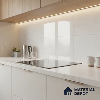 Marble Wall Tile TL 02461 A Cotton White Light 2 ft x 1 ft Glossy Finish Ceramic Tile - 6 mm (Sample)