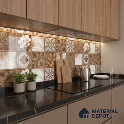 TL 02463 B Brown Raw umber Highlighter 2 ft x 1 ft Glossy Finish Ceramic Wall Tile - 6 mm (Sample)