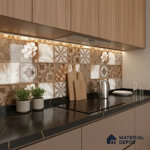 TL 02463 B Brown Raw umber Highlighter 2 ft x 1 ft Glossy Finish Ceramic Wall Tile - 6 mm