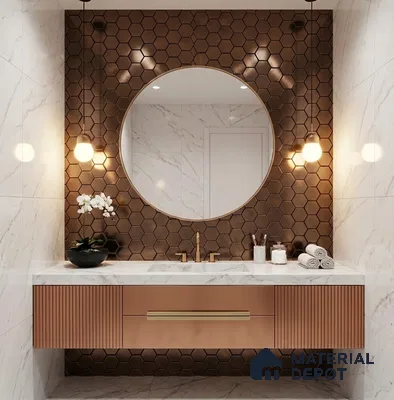 Mosaic Wall Tile TL 02469 Hexagonal Metal Copper 285 x 315 mm Metal Tile - 8 mm (Sample)