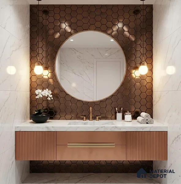 Mosaic Wall Tile TL 02469 Hexagonal Metal Copper 285 x 315 mm Metal Tile - 8 mm (Sample)