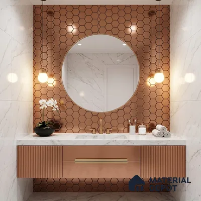 Mosaic Wall Tile TL 02469 Hexagonal Metal Copper 285 x 315 mm Metal Tile - 8 mm (Sample)