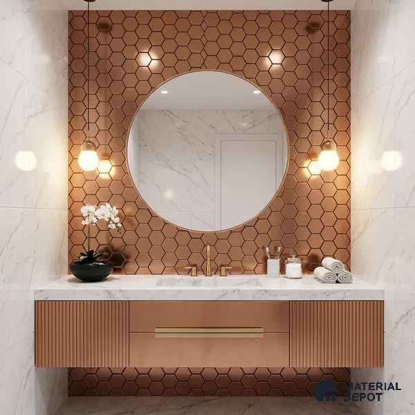 Mosaic Wall Tile TL 02469 Hexagonal Metal Copper 285 x 315 mm Metal Tile - 8 mm (Sample)