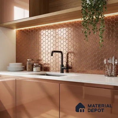 Mosaic Wall Tile TL 02469 Hexagonal Metal Copper 285 x 315 mm Metal Tile - 8 mm (Sample)