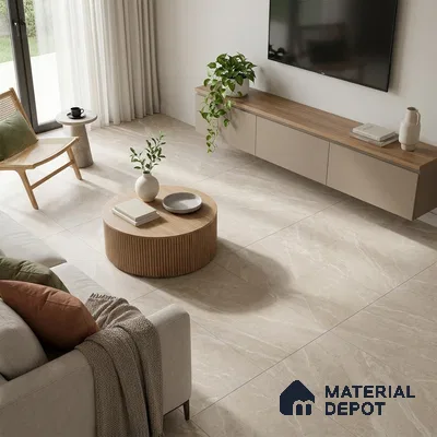 Marble Wall & Floor Tile TL 02477 Cream 4 ft x 2 ft Matte Finish Vitrified Tile - 9 mm | 3 Random Designs | Suitable For Living Room, Bedroom, Kitchen