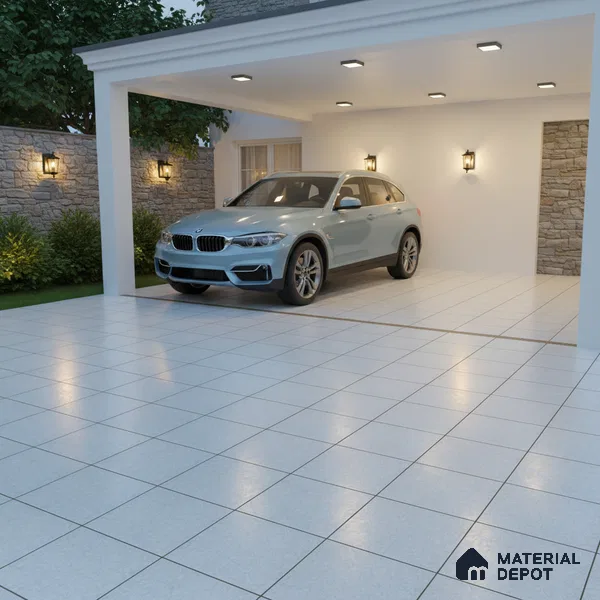 Plain Parking Floor Tile TL 02533 Light Green 16 x 16 inch Matte Finish Anti Skid Tile - 12 mm | Suitable For Bathroom, Terrace, Parking, Balcony | Pattern Alignment May Vary | 2-3 mm Spacer is Mandatory
