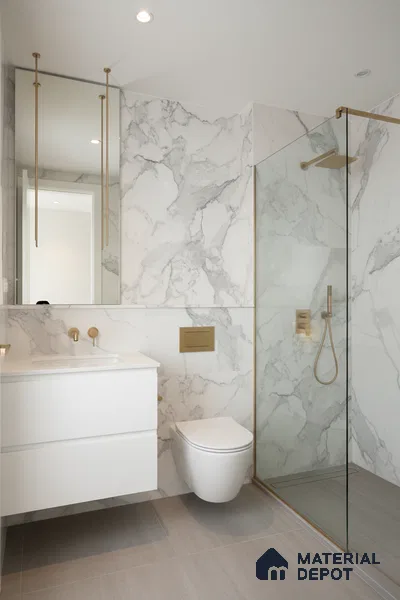 Marble Floor & Wall Tile | TL 02575 Carrara Classico 4 ft x 2 ft Glossy Finish Random Design Vitrified Tile - 9 mm | Suitable For Living Room, Bedroom, Kitchen (Sample)