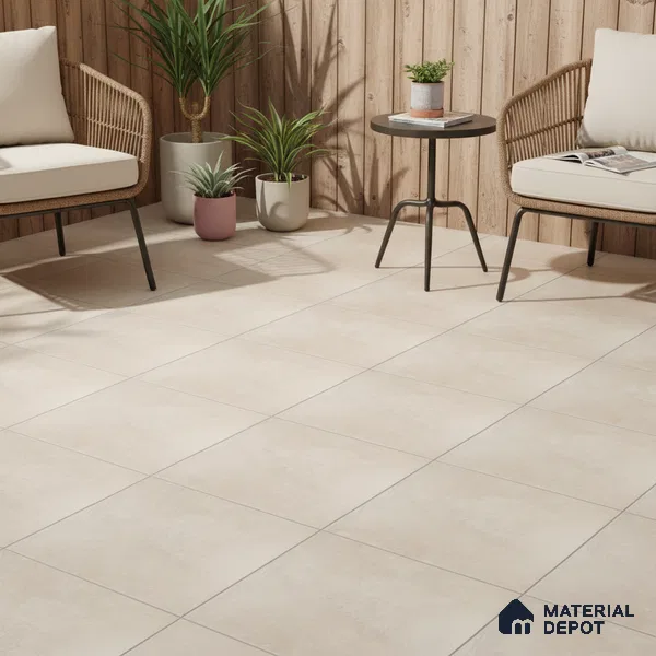 Parking Floor Tile TL 02770 Petrus Creamy 16 x 16 inch Anti Skid Matte Finish Vitrified Tile - 12 mm | 4 Random Design | Suitbale For Outdoor, Balcony, Terrace | Pattern Alignment May Vary | 2-3 mm Spacer is Mandatory (Sample)