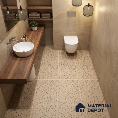 Terrazzo Parking Floor Tile TL 02793 B Beige Terrazzo 16 x 16 inch Matte Finish Vitrified Tile - 12 mm | Pattern Alignment May Vary | 2-3 mm Spacer is Mandatory (Sample)