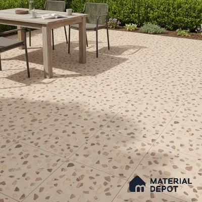 Terrazzo Parking Floor Tile TL 02793 B Beige Terrazzo 16 x 16 inch Matte Finish Vitrified Tile - 12 mm | Pattern Alignment May Vary | 2-3 mm Spacer is Mandatory (Sample)