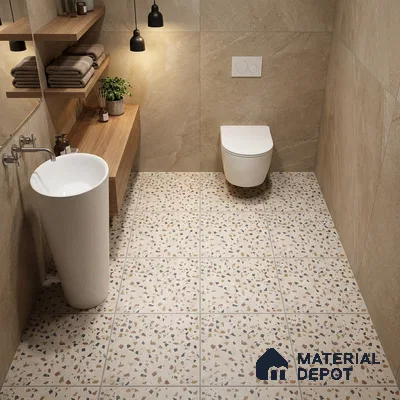 Terrazzo Parking Floor Tile TL 02793 A Vibrant Terrazzo 16 x 16 inch Matte Finish Vitrified Anti Skid Tile - 12 mm | Pattern Alignment May Vary | 2-3 mm Spacer is Mandatory