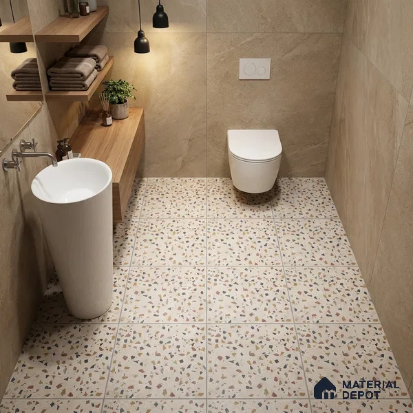 Terrazzo Parking Floor Tile TL 02793 A Vibrant Terrazzo 16 x 16 inch Matte Finish Vitrified Anti Skid Tile - 12 mm | Pattern Alignment May Vary | 2-3 mm Spacer is Mandatory