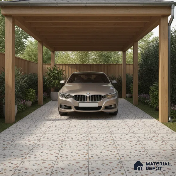 Terrazzo Parking Floor Tile TL 02793 A Vibrant Terrazzo 16 x 16 inch Matte Finish Vitrified Anti Skid Tile - 12 mm | Pattern Alignment May Vary | 2-3 mm Spacer is Mandatory