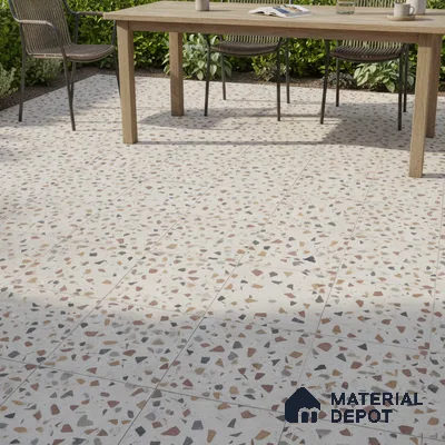 Terrazzo Parking Floor Tile TL 02793 A Vibrant Terrazzo 16 x 16 inch Matte Finish Vitrified Anti Skid Tile - 12 mm | Pattern Alignment May Vary | 2-3 mm Spacer is Mandatory