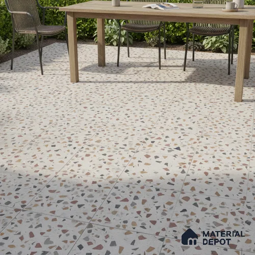 Terrazzo Parking Floor Tile TL 02793 A Vibrant Terrazzo 16 x 16 inch Matte Finish Vitrified Anti Skid Tile - 12 mm | Pattern Alignment May Vary | 2-3 mm Spacer is Mandatory